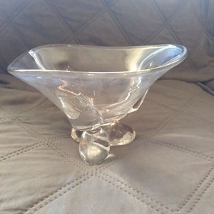 Vintage Art Glass 3-footed Candy Dishl (Heavy)